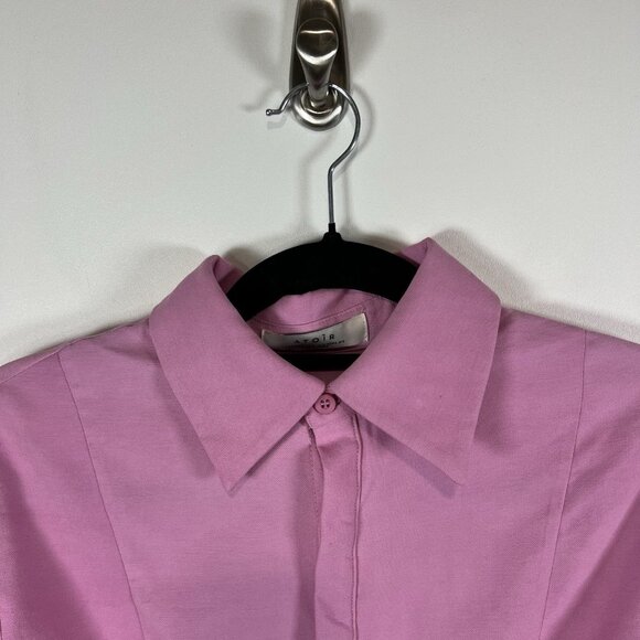Atoir The Pluto Shirt Cropped Button Up Pink Top Women’s Size 2 asymmetrical - Picture 3 of 7